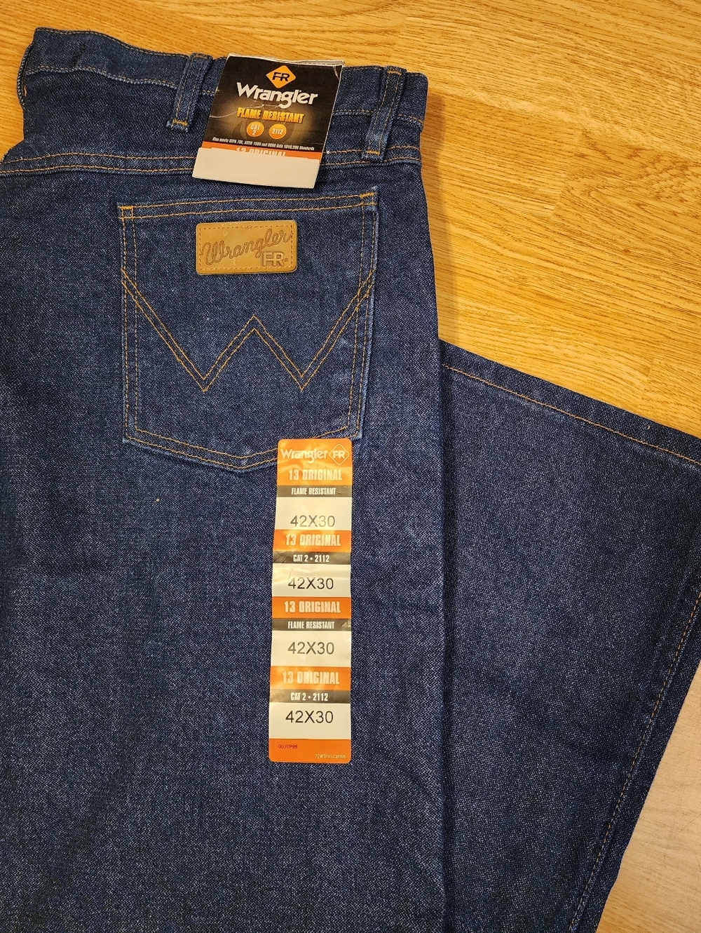 Wrangler 13MWZ Men's Dark Blue Flame-Resistant Jeans 42x30 New